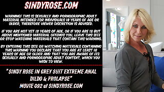 Sindy Rose in grey lodge extreme anal dildo & prolapse