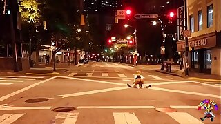 Clown gets dick sucked in from head to foot the street
